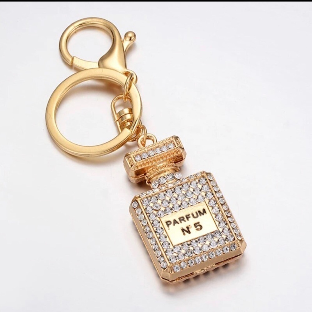Perfume No. 5 White Crystal Keychain/ Bag Charm - Picture 3 of 6